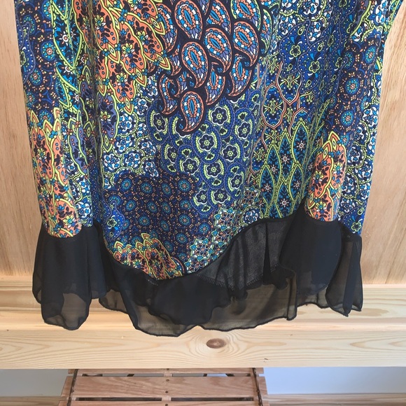 Star Vixen printed lace sheer bottom blouse shirt size S - Picture 3 of 4